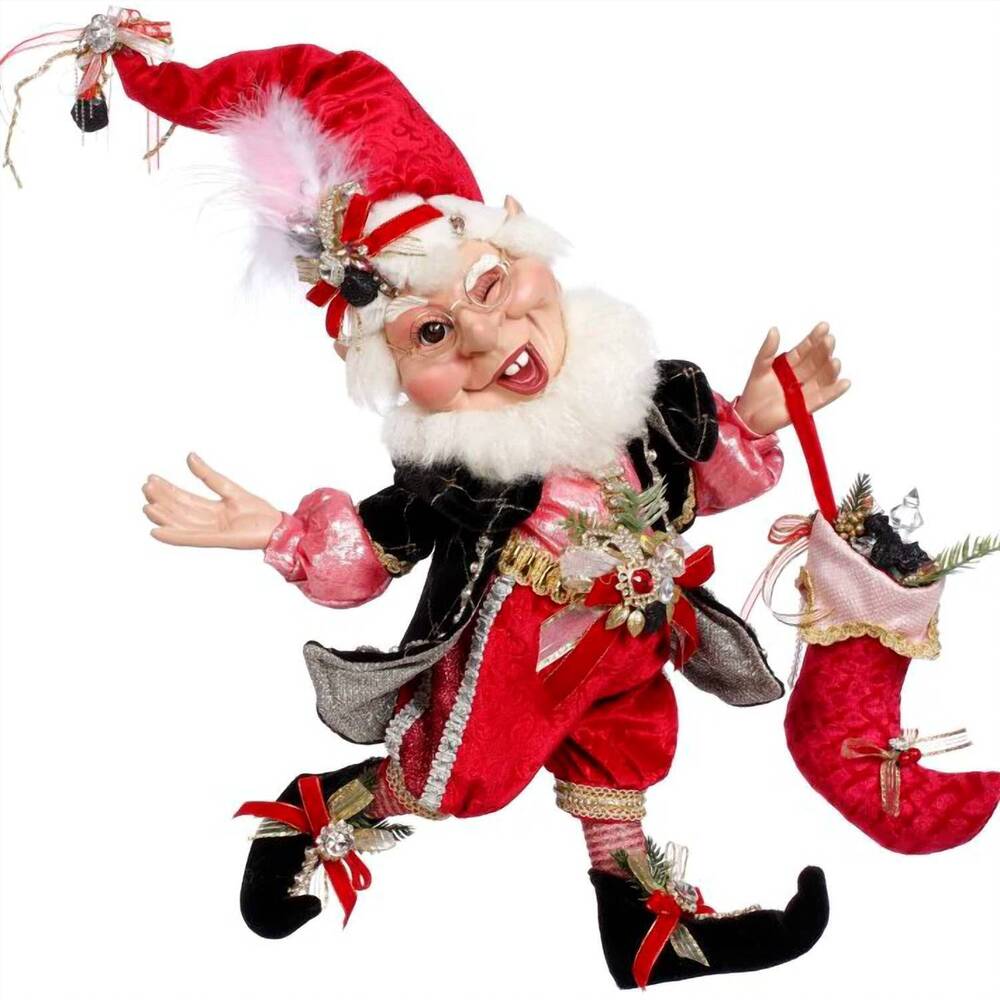 NEW MARK ROBERTS coal stocking elf medium 16 inches in red